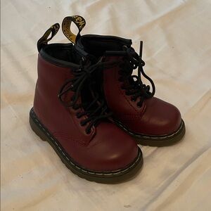 Dr. Martens Burgundy Lace-Up Baby Boots